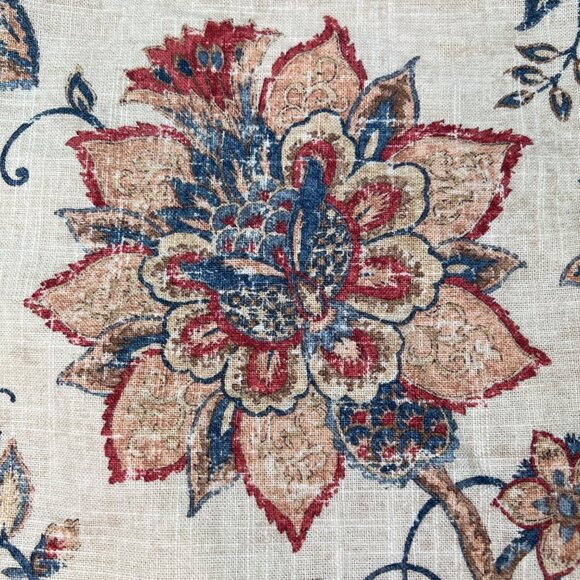 Decorative Square Pillow Cover Floral Blue Fringe Border 17"x17" Set of 2 - Picture 4 of 9